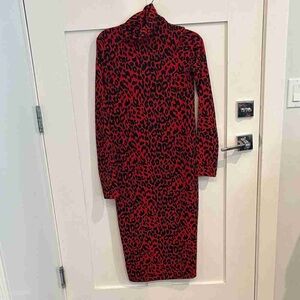 Leopard Print Red Dress